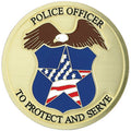 POLICE OFFICER, 2 INCH ETCHED ENAMELED