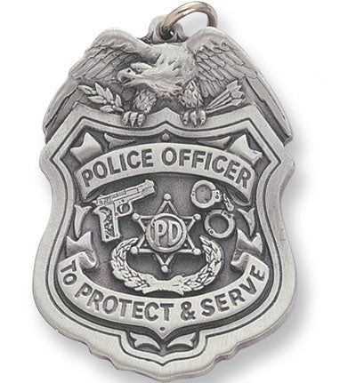 POLICE OFFICER PEWTER KEY CHAIN