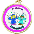 2-1/4 Inch in Diameter Round Preschool Graduate Medal with Mylar Detailing and Customizable Back