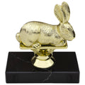 5-1/2 INCH RABBIT ANIMAL GOLD TROPHY ON BLACK MARBLE BASE