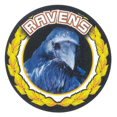 2 Inch in Diameter Round 'Ravens' Themed Gold and Mylar Insert