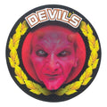 2 Inch in Diameter Round Red 'Devils' Themed Gold and Mylar Sports Insert