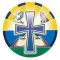 2 Inch in Diameter Round Religious Themed Insert with Mylar Detailing