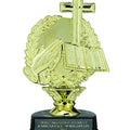 RELIGIOUS CROSS TROPHY, 6-1/2 INCH, BLACK MARBLE BASE