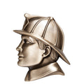 RESIN FIREMAN HEAD ANTIQUE BRASS, 5-1/2 inch x 4 INCH