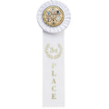 WHITE RIBBON, ROSETTE 3RD PLACE 2 INCH MYLAR