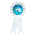 ROSETTE WHITE RIBBON, 2 INCH MYLAR