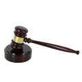 ROSEWOOD PIANO FINISH GAVEL AND BLOCK WITH BRASS ENGRAVABLE BAND 10 INCH GAVEL 4 INCH BLOCK. INDIVIDUAL BOXES.