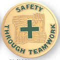 SAFETY THROUGH TEAMWORK, 2 INCH ETCHED ENAMELED