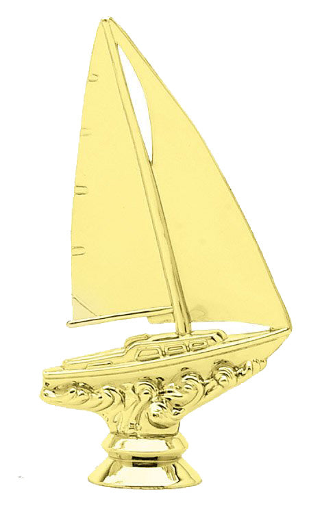 5 INCH GOLD PLASTIC SAILBOAT TROPHY FIGURE