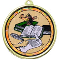 2-1/4 Inch in Diameter Round Scholastic Achievement Medal with Mylar Detailing and Customizable Back