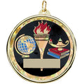 2-1/4 Inch in Diameter Round Scholastic Medal with Mylar Detailing and Customizable Back