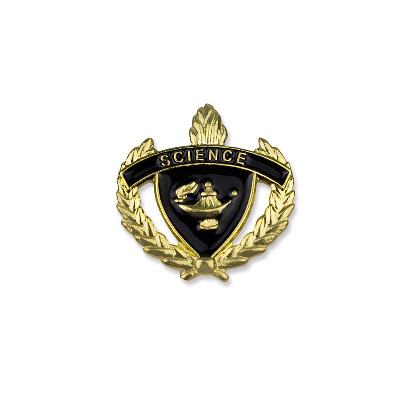 1 INCH WREATH WITH LAMP OF LEARNING SCIENCE LAPEL PIN