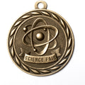 Metal 2-Inch in Diameter Round Science Fair Medal with Customizable Back in Antique Brass
