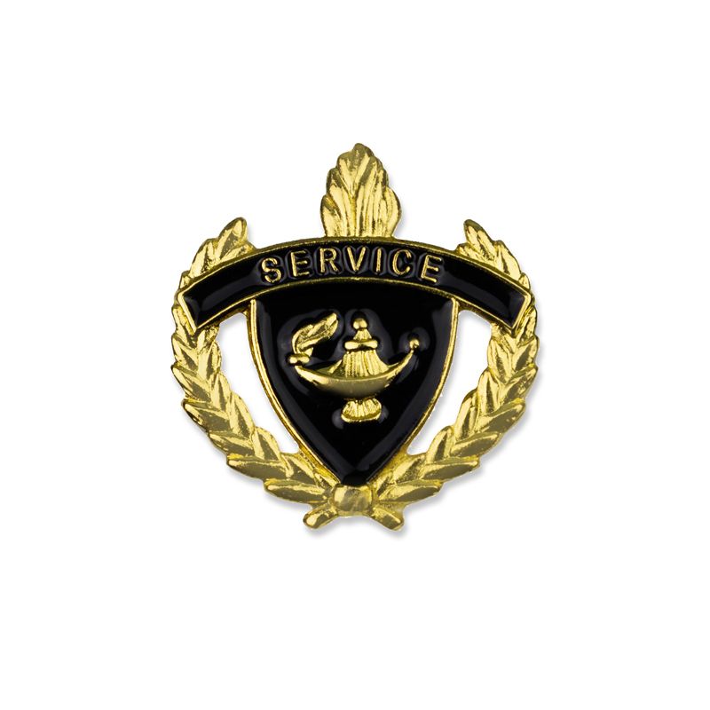 1 INCH WREATH WITH LAMP OF LEARNING SERVICE LAPEL PIN