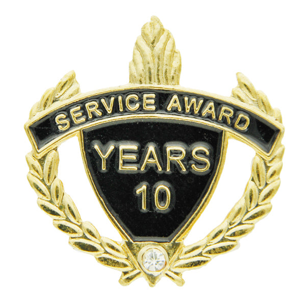 SERVICE AWARD PIN WITH RHINESTONE, 10 YEARS