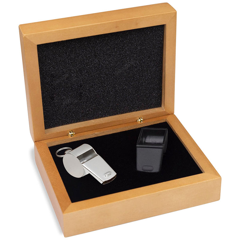 SILVER WHISTLE GIFT SET IN HARDWOOD BOX