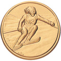 1-Inch in Diameter Round Metal Womens Skiing Medallion Insert in Multiple Colors