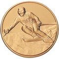 1-Inch in Diameter Round Metal Mens Skiing Medallion Insert in Multiple Colors