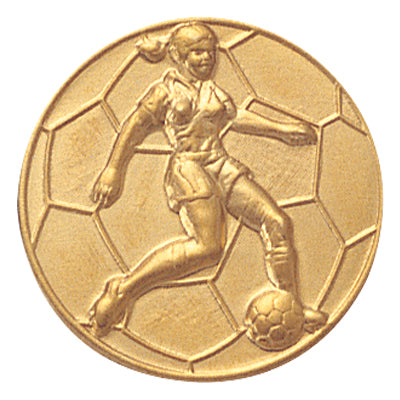 1-Inch in Diameter Round Metal Womens Soccer Medallion Insert in Multiple Colors