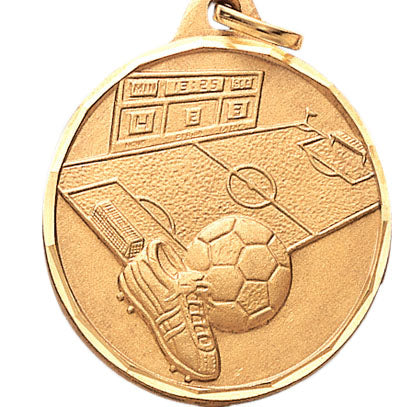 1-1/4 Inch Die-Struck Soccer Medal in Gold, Silver, or Bronze
