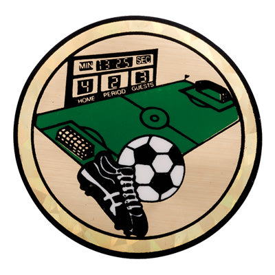 2 Inch in Diameter Round Soccer Themed Insert with Mylar Detailing