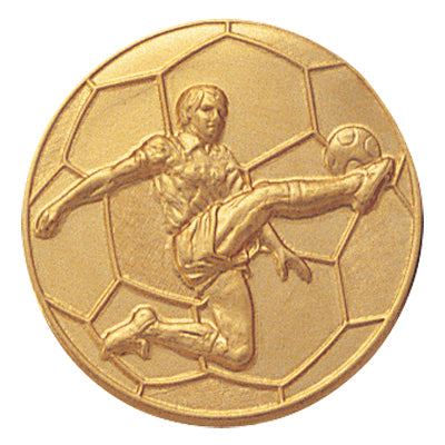 1-Inch in Diameter Round Metal Mens Soccer Medallion Insert in Multiple Colors
