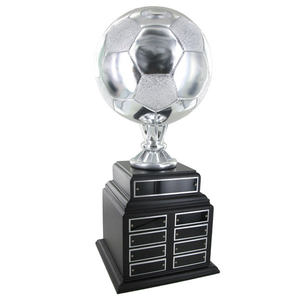 SOCCER PERPETUAL TROPHY, HEIGHT 19 INCHES, 8 INCH SILVER BALL