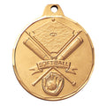 1-1/2 Inch Die-Struck Softball Themed Medal in Gold, Silver, or Bronze