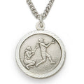 3/4 Inch Womens Softball St. Christopher Medal in Sterling Silver