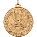 2 Inch Die-Struck Softball Themed Medal with Antique Finish in Gold, Silver, or Bronze