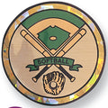 2 Inch in Diameter Round Softball Themed Insert with Mylar Detailing
