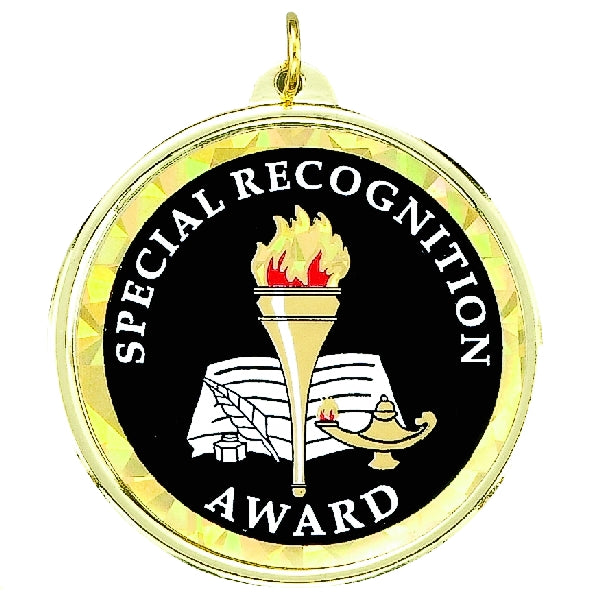 2-1/4 Inch in Diameter Round Special Recognition Medal with Mylar Detailing and Customizable Back