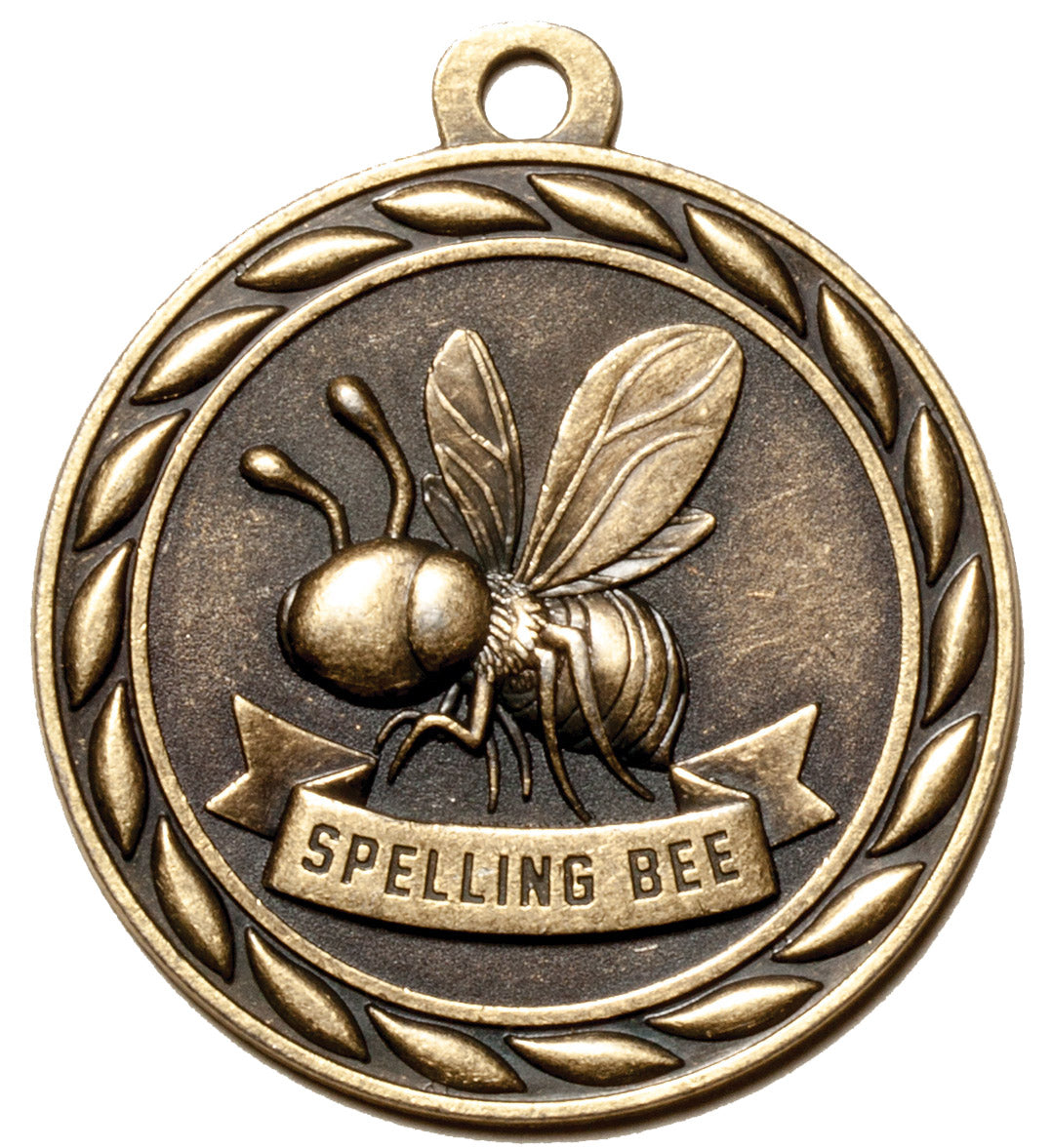 Metal 2-Inch in Diameter Round Spelling Bee Medal with Customizable Back in Multiple Colours