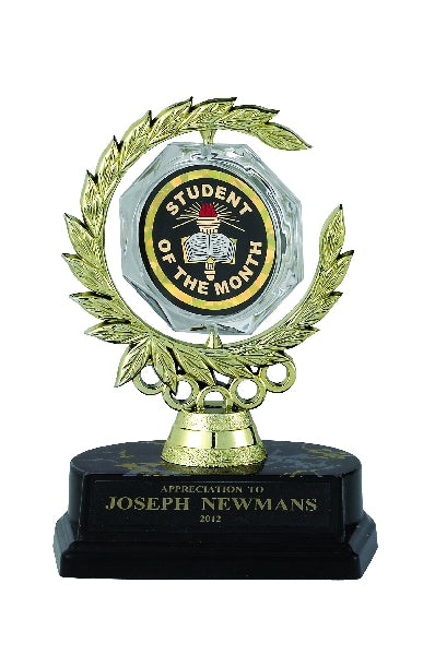 6 INCH SPINNER WREATH TROPHY WITH STUDENT OF THE MONTH INSERT