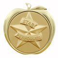 2 Inch Star Performer Themed Apple Medal in Gold, Silver, or Bronze