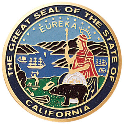 STATE SEAL OF CALIFORNIA, 2 INCH ETCHED ENAMELED