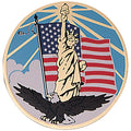 2 Inch in Diameter Round Metal Litho-Print Statue of Liberty Medallion Insert