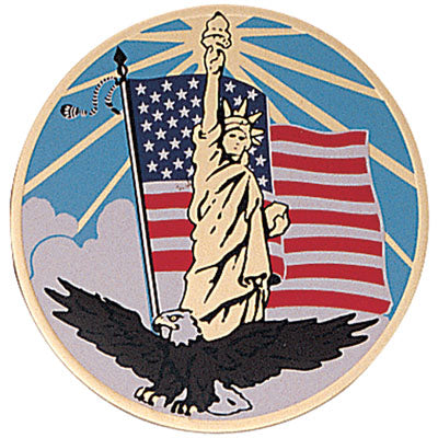 2 Inch in Diameter Round Metal Litho-Print Statue of Liberty Medallion Insert