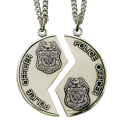 STERLING SILVER POLICE OFFICER MIZPAH MEDAL NECKLACE