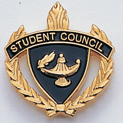 1 INCH WREATH WITH LAMP OF LEARNING STUDENT COUNCIL LAPEL PIN