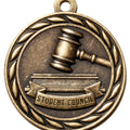 Metal 2-Inch in Diameter Round Student Council Medal with Customizable Back in Antique Brass