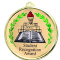 2-1/4 Inch in Diameter Round Student Recognition Medal with Mylar Detailing and Customizable Back