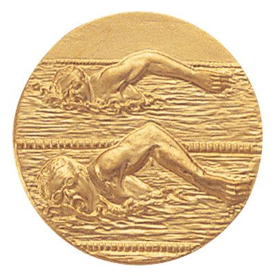 1-Inch in Diameter Round Metal Mens Swimming Medallion Insert in Multiple Colors