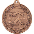 2 Inch Die-Struck Womens Swimming Medal with Antique Finish in Gold, Silver, or Bronze