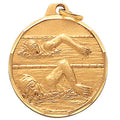 1-1/4 Inch Die-Struck Womens Swimming Medal in Gold, Silver, or Bronze