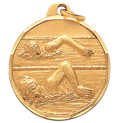 1-1/4 Inch Die-Struck Womens Swimming Medal in Gold, Silver, or Bronze