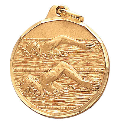 1-1/4 Inch Die-Struck Mens Swimming Medal in Gold, Silver, or Bronze