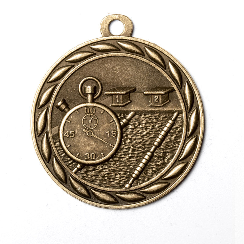 Metal 2-Inch in Diameter Round Swimming Medal with Customizable Back in Multiple Colours
