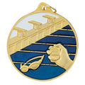 2-1/2 Inch Enameled Die-Cast Swimming Medal in Gold, Silver, or Bronze